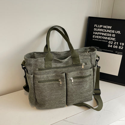 Large Capacity Denim Tote Bag Retro Simple Women's Shoulder Messenger Bag