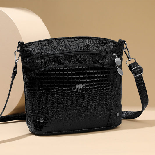 Crocodile Pattern Shoulder Bag Casual Multi-layer Vintage Crossbody Women's Bag