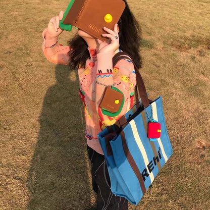 Class Canvas Bag Large Capacity Casual Easy Matching Tote Bag Shoulder Messenger Bag