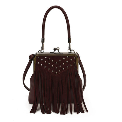 Tassel Bag Women's Retro Rivet Shoulder Messenger Bag
