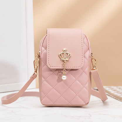 Simple All-match Messenger Bag Pearl Vertical Model In Square Shape