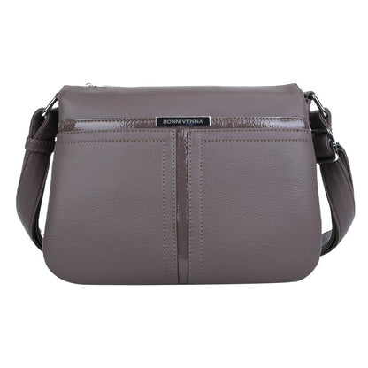 Soft Leather Multi-layer Crossbody Bag For Middle-aged People