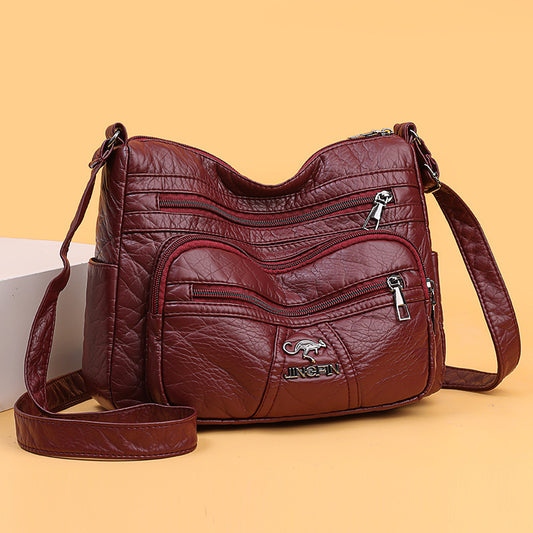 Retro Soft Leather Women's Bag New Authentic Leather Tactile Feel Large Capacity