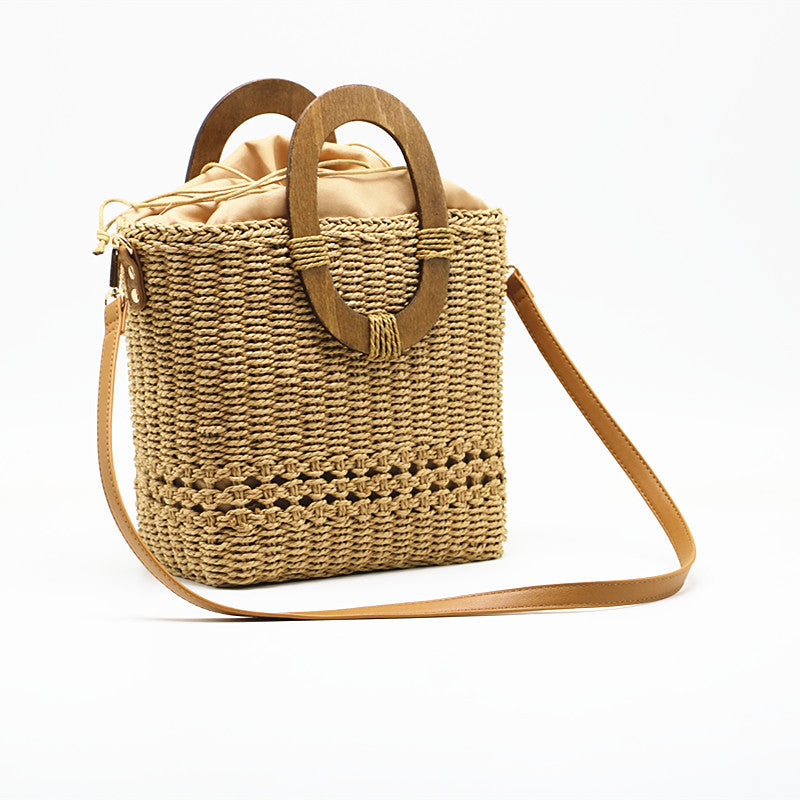 Women's One-shoulder Hand-held Grass Hollow Woven Paper