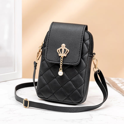 Simple All-match Messenger Bag Pearl Vertical Model In Square Shape