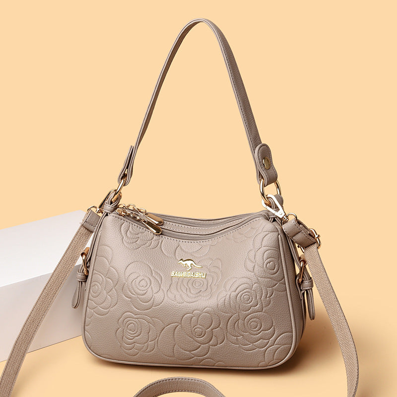 Soft Leather Textured Ethnic Style Simple Versatile Large Capacity Shoulder Messenger Bag