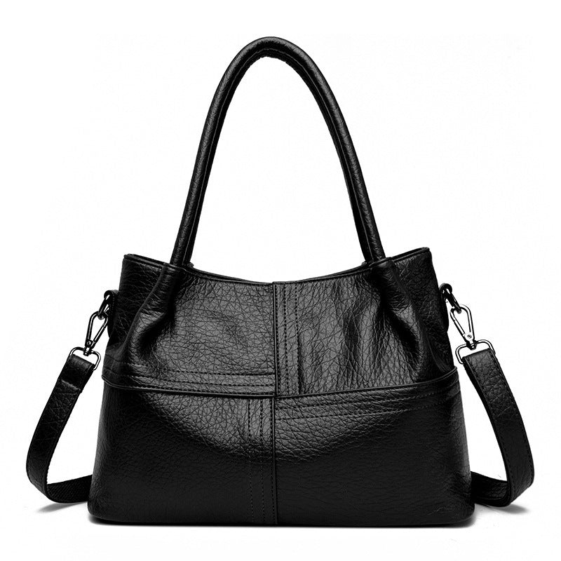 Women's Soft Leather Commuter Tote Bag Simple Shoulder Messenger Bag