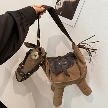 Retro Large Capacity Canvas Bag Ins Cross-border Creative One-shoulder Crossbody