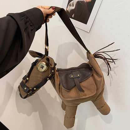 Retro Large Capacity Canvas Bag Ins Cross-border Creative One-shoulder Crossbody