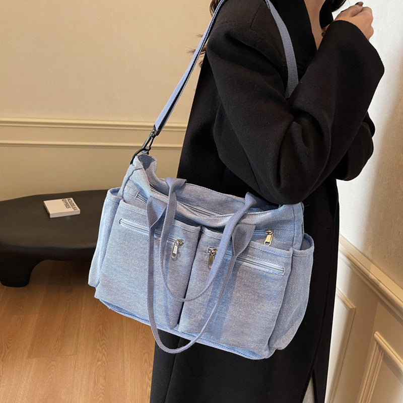 Large Capacity Denim Tote Bag Retro Simple Women's Shoulder Messenger Bag