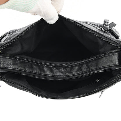 Real Washed Leather Classic Solid Color Soft Leather Versatile Casual One-shoulder Crossbody Bag