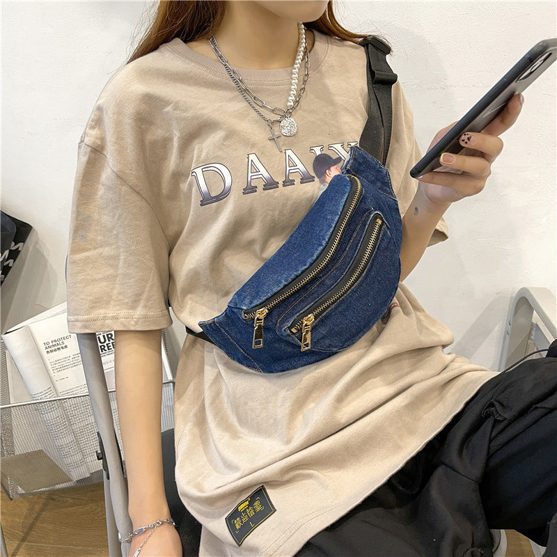 Denim Chest Bag Harajuku Style Ins Japanese And Korean