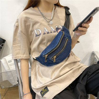 Denim Chest Bag Harajuku Style Ins Japanese And Korean
