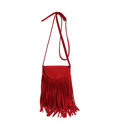 Retro Frosted Suede Tassel Mobile Phone Messenger Bag