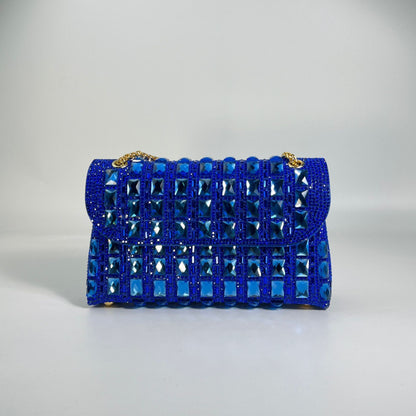 Shiny Glass Rhinestone Chain Clutch