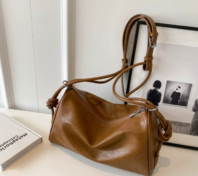 Simple Texture Hobo Fashion All-matching Large Crossbody Bag