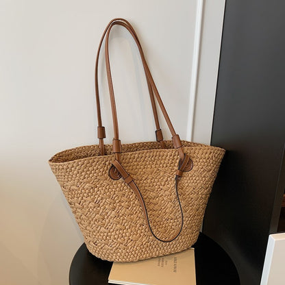 New Large Capacity Shoulder Hand-carrying Dual-use Woven Bag