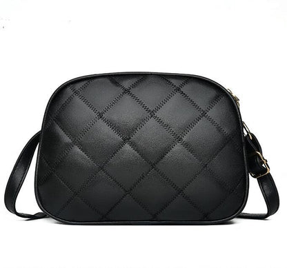 Simple Texture Fashion Rhombus Embroidery Thread Shoulder Bag