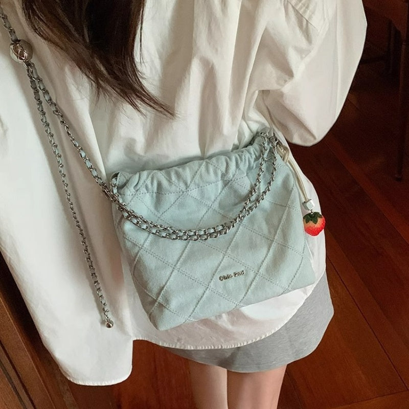 Sea Style Tipsy Light Blue Quilted Chain Bag Crossbody