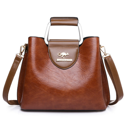 Large Capacity Totes Middle-aged High-grade Soft Leather Shoulder