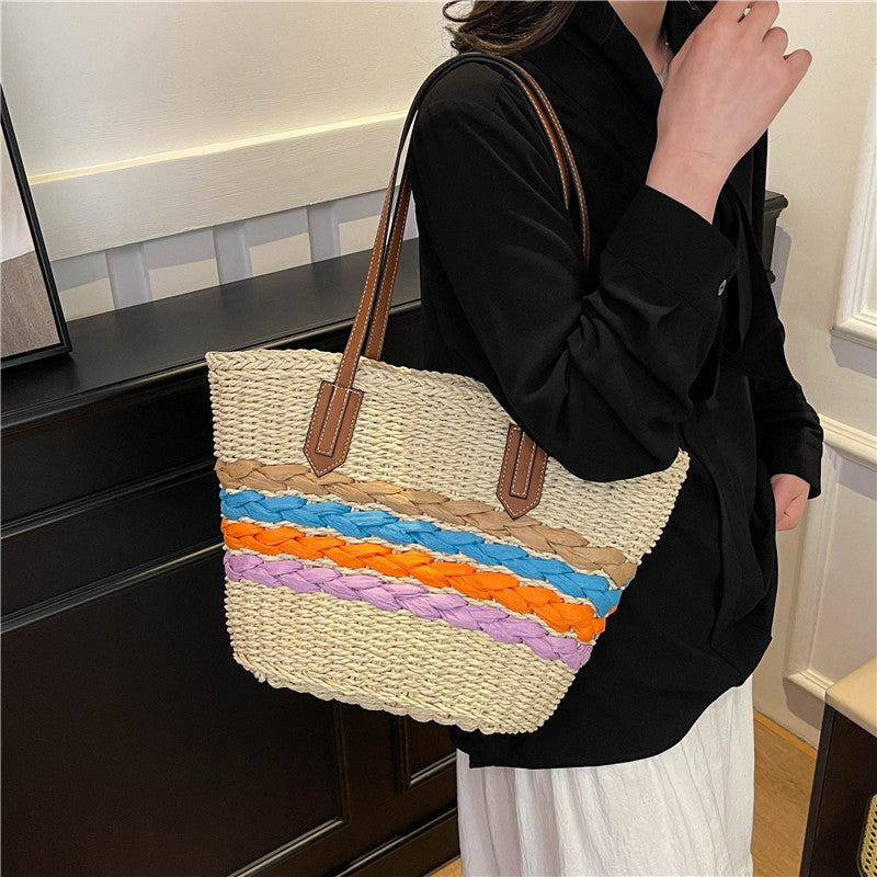 Woven Vegetable Basket Tote Large Capacity Straw Bag