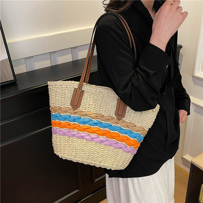 Woven Vegetable Basket Tote Large Capacity Straw Bag