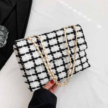Women's Autumn Fashion Check Pattern Shoulder Bag