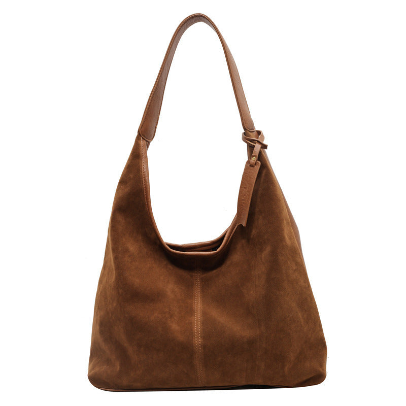 Vintage Suede Stitching Pu Shoulder Bag For Women