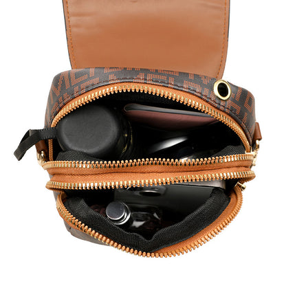 Soft Leather Retro Printed Mini Crossbody Bag