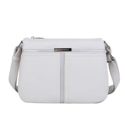 Soft Leather Multi-layer Crossbody Bag For Middle-aged People