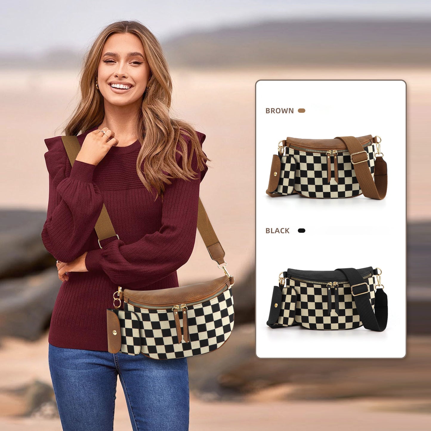 Plaid Waist Trendy All-match Messenger Bag
