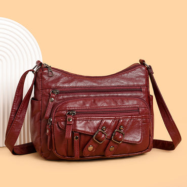 Soft Leather Multi-compartment Multi-pocket Shoulder Messenger Bag