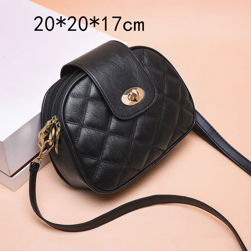 Simple Texture Fashion Rhombus Embroidery Thread Shoulder Bag