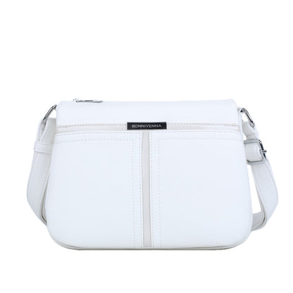 Soft Leather Multi-layer Crossbody Bag For Middle-aged People