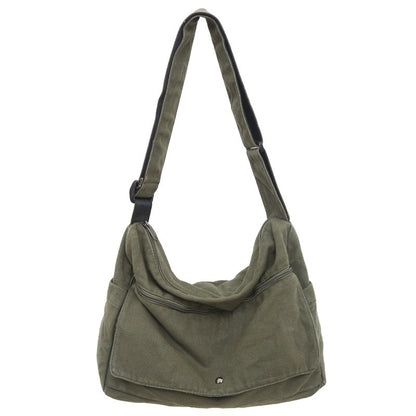 Washed Canvas Draping Women's Artistic Casual Crossbody Bag