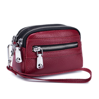 Large Capacity Double Zipper Multifunction Handbag Coin Bag Clutch