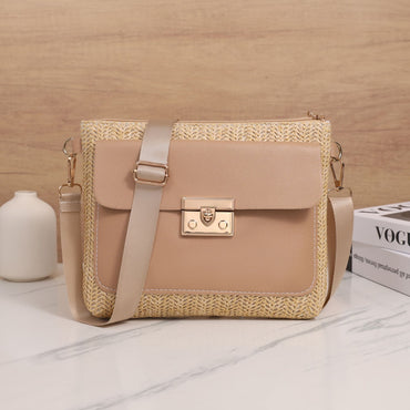 Straw Shoulder Bag Solid Color Crossbody