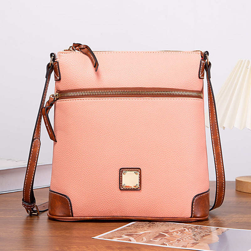 Vintage Lychee Grain Texture Crossbody Bag