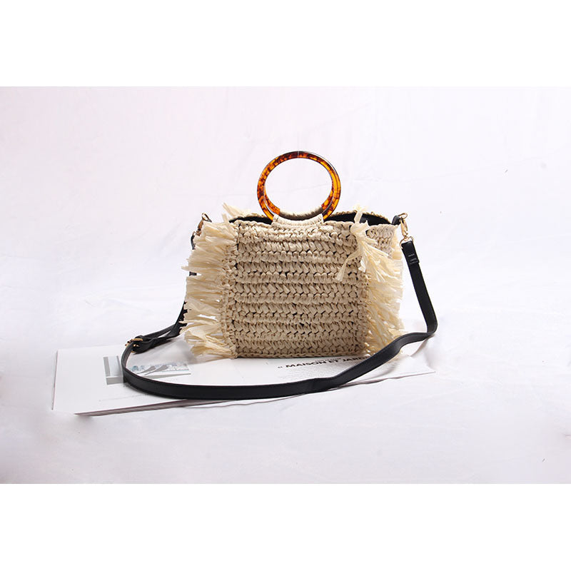 Straw Woven Beach One-shoulder Diagonal Across