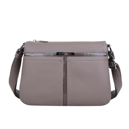 Soft Leather Multi-layer Crossbody Bag For Middle-aged People