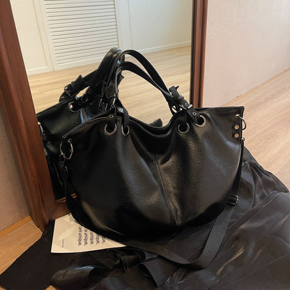 Solid Color Portable One-shoulder Tote Women's Bag