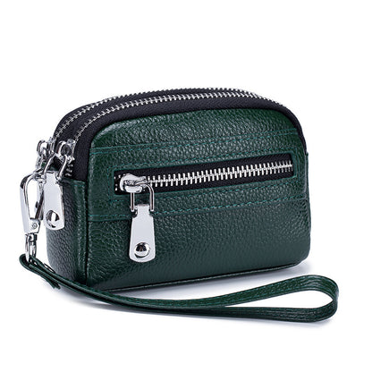 Large Capacity Double Zipper Multifunction Handbag Coin Bag Clutch