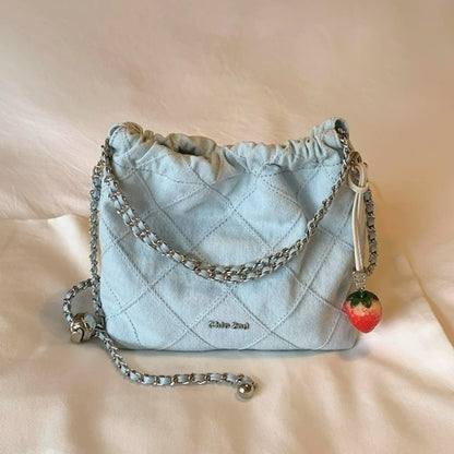 Sea Style Tipsy Light Blue Quilted Chain Bag Crossbody