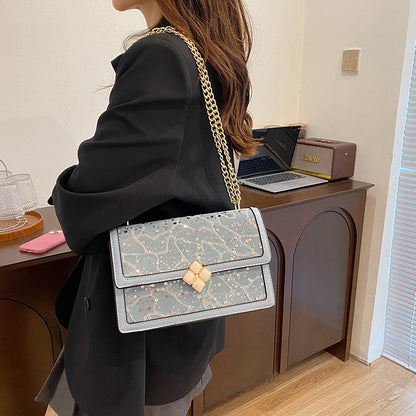 Net Red Bag Chain Crossbody Small Square Bag Double Compartment