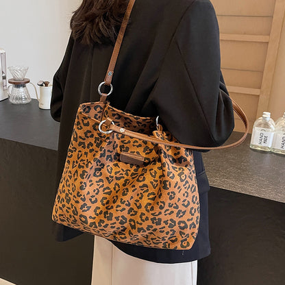 Shoulder Large Capacity Leopard Print Canvas Big Bag