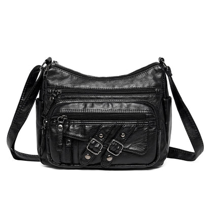 Soft Leather Multi-compartment Multi-pocket Shoulder Messenger Bag