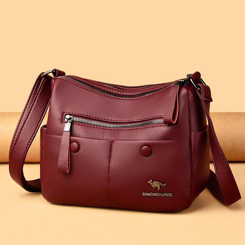 Middle-aged Mom Shoulder Simple All-matching Soft Leather Bag