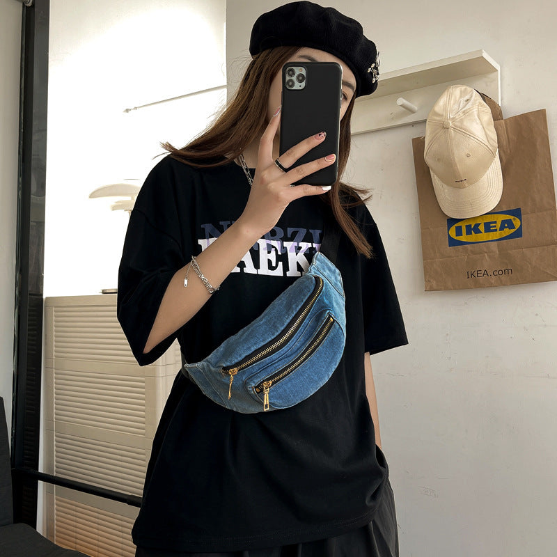 Denim Chest Bag Harajuku Style Ins Japanese And Korean