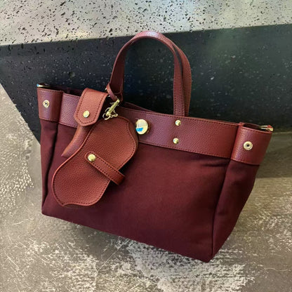 Textured Cowhide High Canvas Loose Crossbody Bag